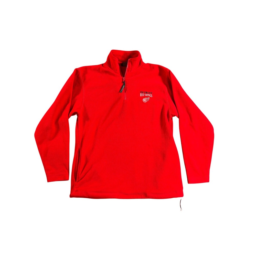 Pro Edge Detroit Red Wings Fleece Mens‎ Medium Red Quarter Zip Embroidered NHL